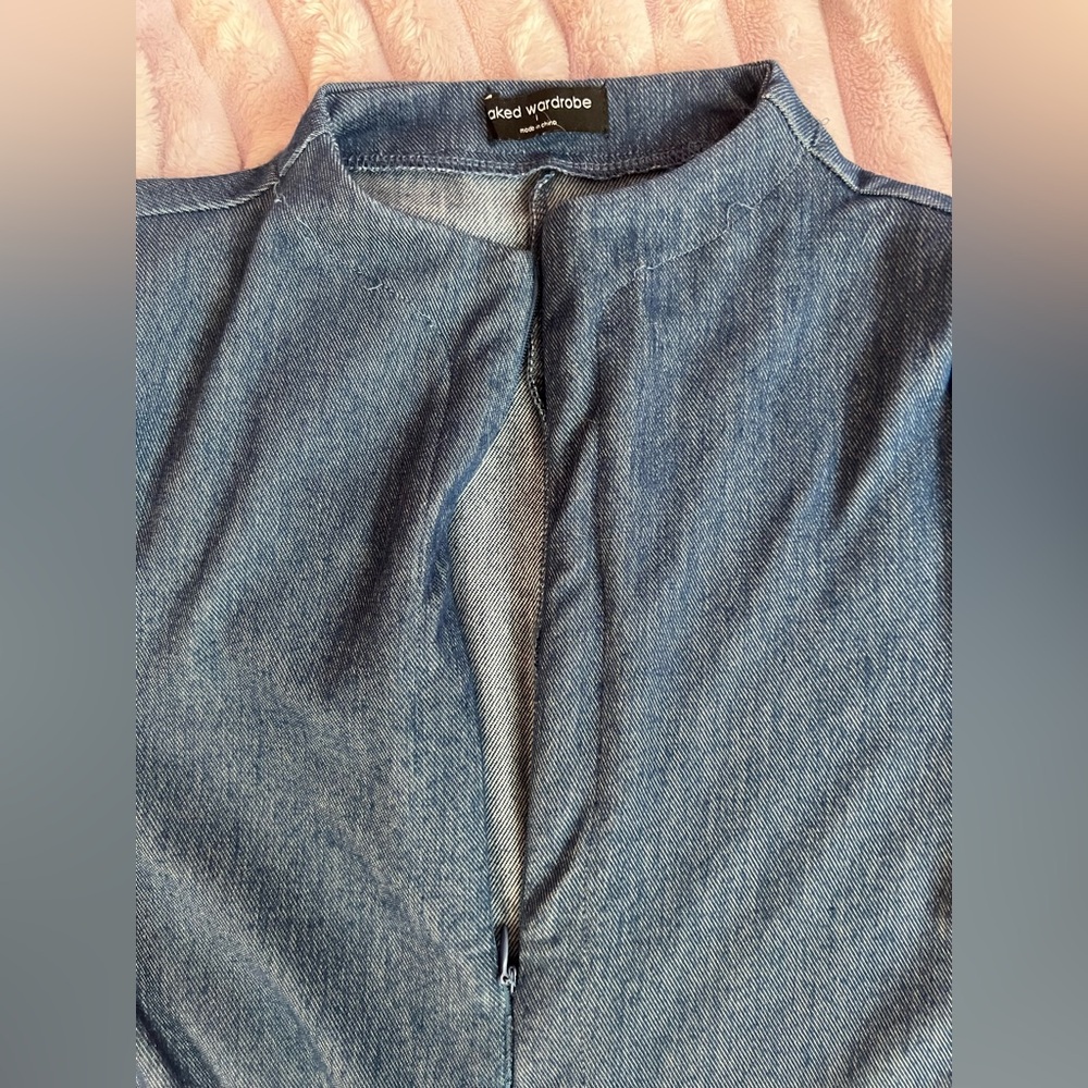 🫶 Naked Wardrobe Denim Look Bodysuit Romper | Large | Pre-Loved & Priced to Move - Picture 3 of 11